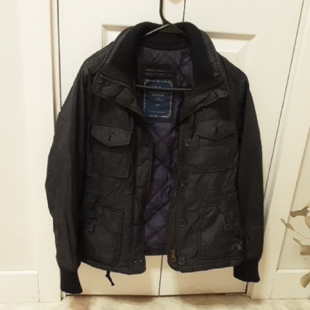 American Eagle Outfitters Dark Jacket with Quilted Interior